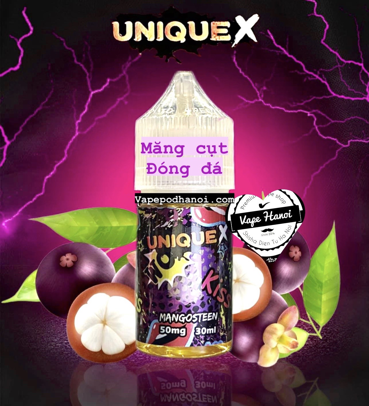Juice Unique X măng cụt đóng đá saltnic