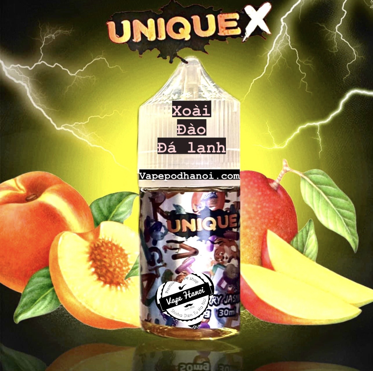 Juice Unique X xoài đào đá lạnh saltnic 30ml